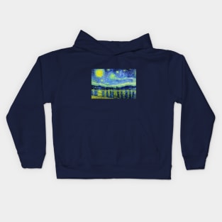 Blue-yellow moonlight landscape dream Kids Hoodie